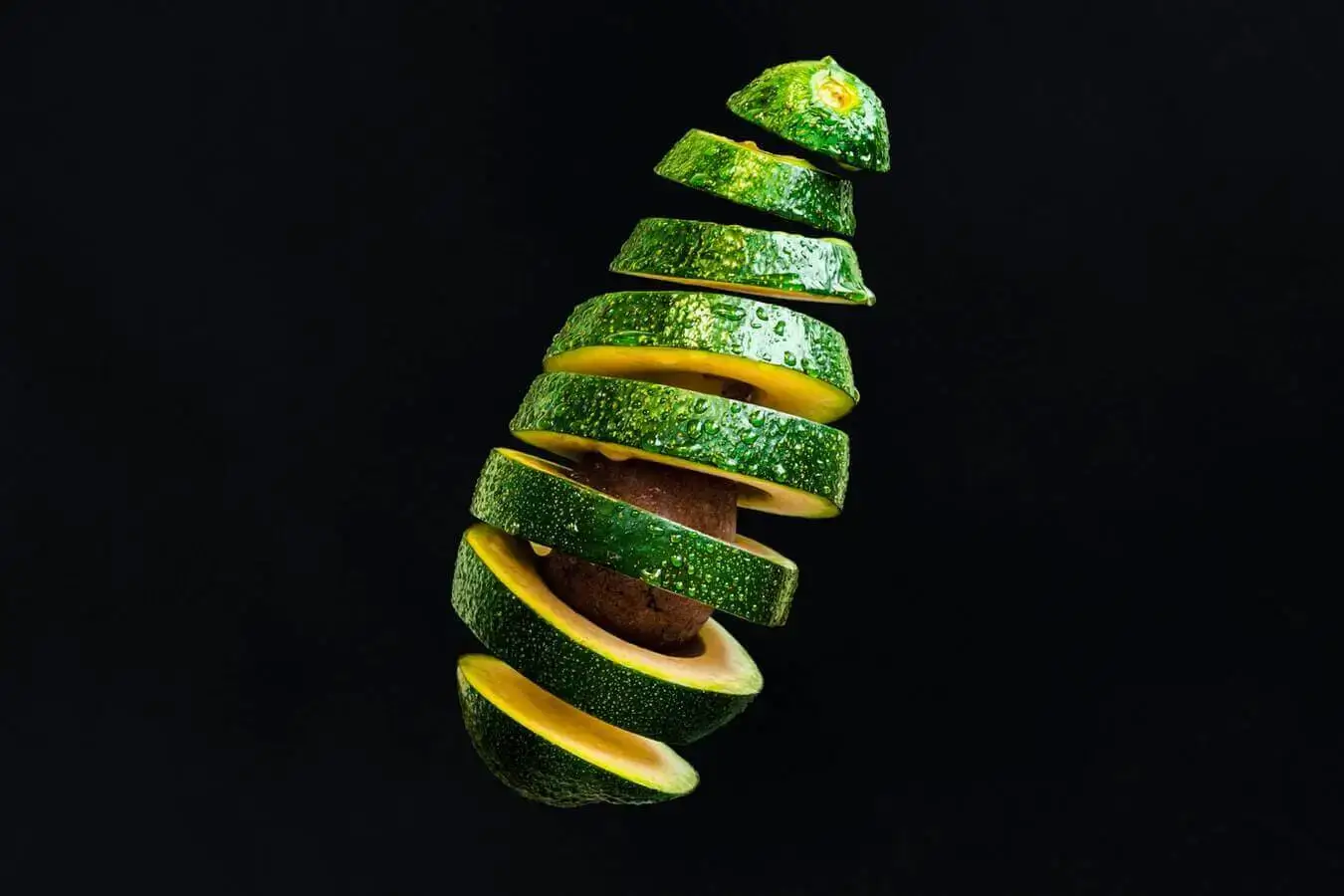 Avocado sliced around in circles